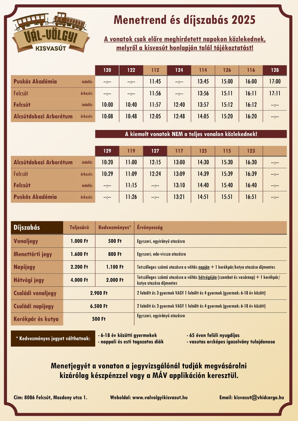 Nyári menetrend 2025